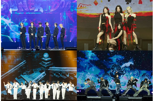 （時計回りに）BOYNEXTDOOR、aespa、WayV、JO1「KCON HONG KONG 2024」（C） CJ ENM Co., Ltd, All Rights Reserved