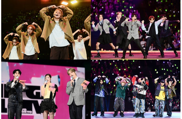 （左上から時計回りに）NCT 127、ATEEZ、BE:FIRST、MC「SBS INKIGAYO LIVE in TOKYO 2024」（C）SBS