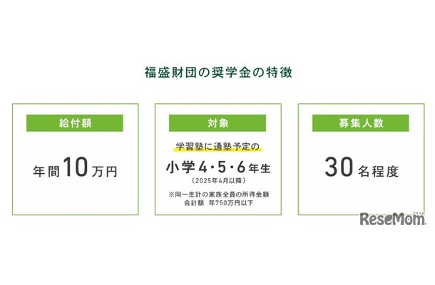 福盛財団の奨学金の特徴