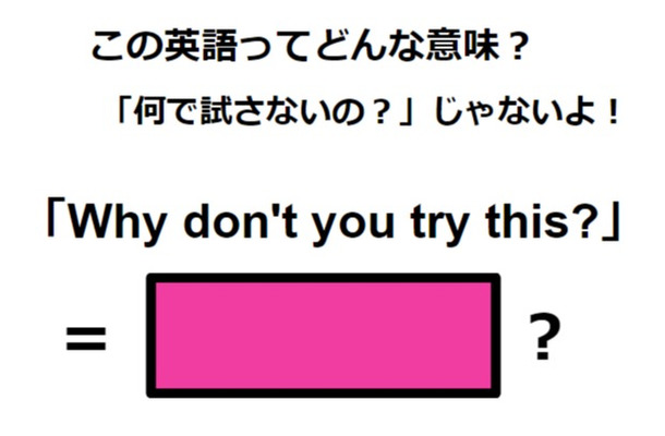 この英語ってどんな意味？「Why don’t you try this?」