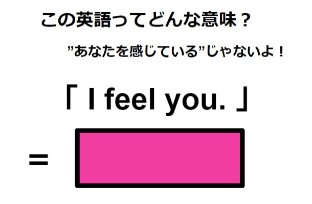 この英語ってどんな意味？「 I feel you. 」