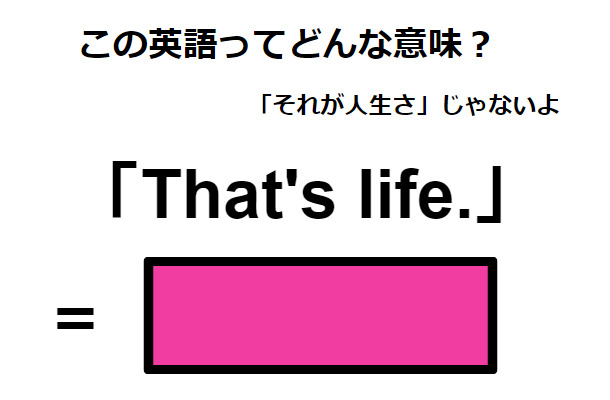 この英語ってどんな意味？「That’s life.」