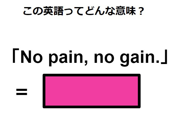 この英語ってどんな意味？「No pain, no gain. 」