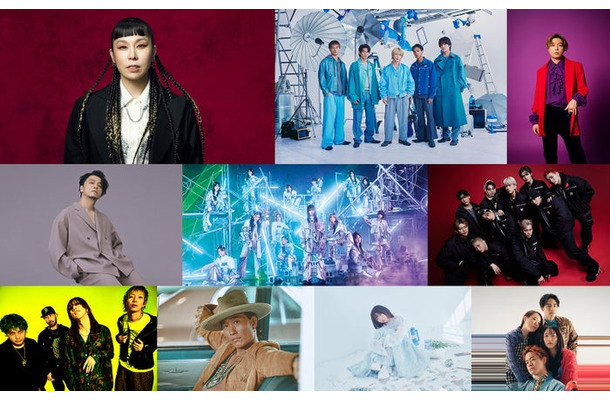 （上段左から）AI、Aぇ! group、.ENDRECHERI. （堂本剛）（中央左から）KREVA、櫻坂46、THE JET BOY BANGERZ（下段左から）SUPER BEAVER、平井大、『ユイカ』、緑黄色社会（提供写真）