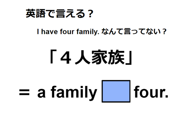 英語で「４人家族」はなんて言う？