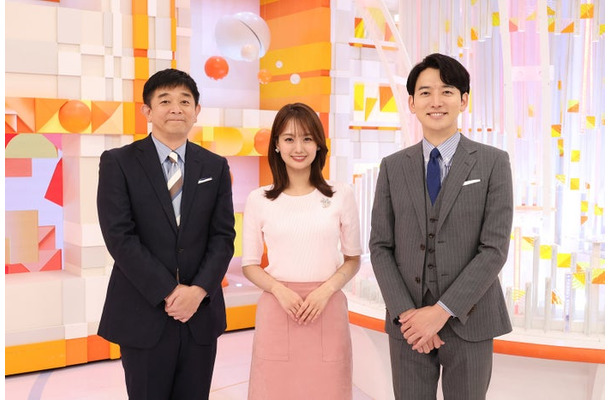 伊藤利尋キャスター、井上清華アナウンサ－、生田竜聖アナウンサー（C）フジテレビ