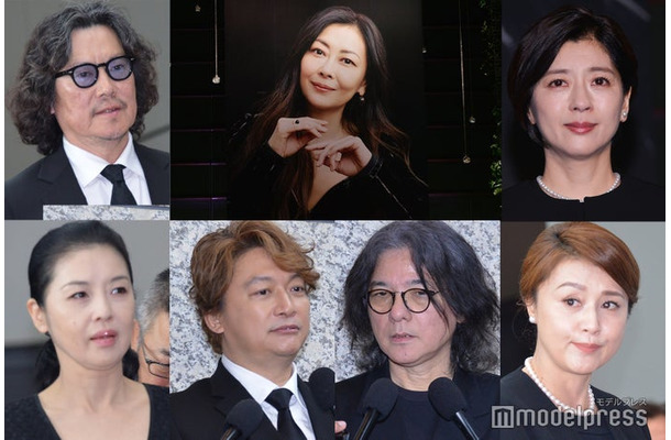 「中山美穂さんお別れの会」参列者（上段左から）豊川悦司、中山美穂さん、中山忍（下段左から）藤あや子、香取慎吾、岩井俊二氏、藤原紀香（C）モデルプレス