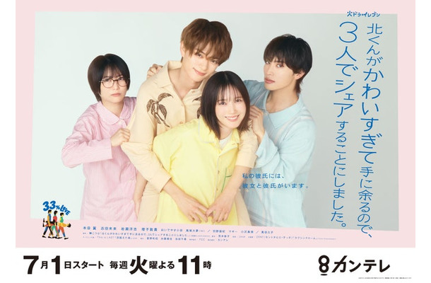 「北くんがかわいすぎて手に余るので、3人でシェアすることにしました。」ポスタービジュアル（C）カンテレ・フジテレビ