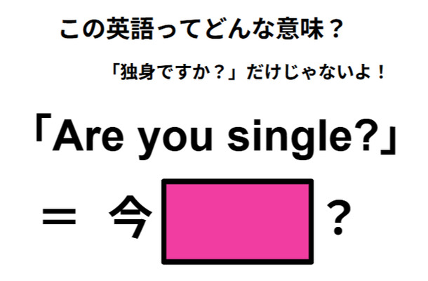 この英語ってどんな意味？「Are you single? 」