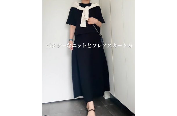 形がきれい！合わせて着るだけで上品見えする【ユニクロ】の黒セットアップ【40代の毎日コーデ】