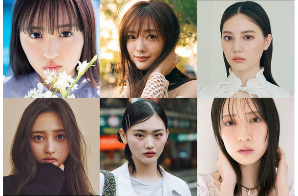 （上段左から）遠藤さくら、⽥村保乃、⼩坂菜緒（下段左から）井上和、山崎天、⾦村美玖（提供写真）