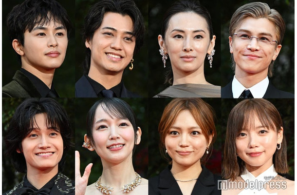 「第38回東京国際映画祭」レッドカーペットに登場した(上段左上から時計回り)草川拓弥、高橋海人、北川景子、岩田剛典、齊藤京子、川口春奈、吉岡里帆、佐野晶哉(C)モデルプレス