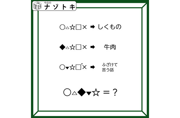 クイズです!「右のヒントから左の単語を導きましょう」各記号は同じ文字が入ります【難易度LV3.・中辛】