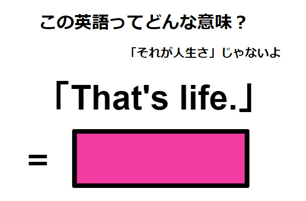 この英語ってどんな意味?「that’s life.」