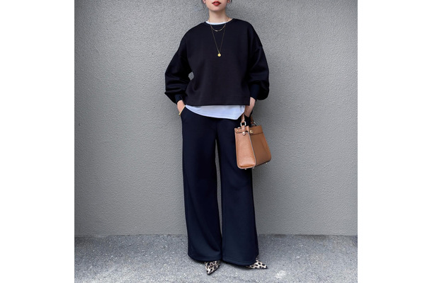 着心地ときちんと感を両立。【GU】きれい見えスウェットパンツが良い!【40代の毎日コーデ】