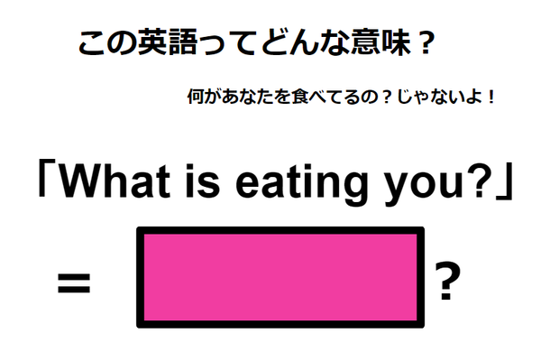 この英語ってどんな意味?「What is eating you?」