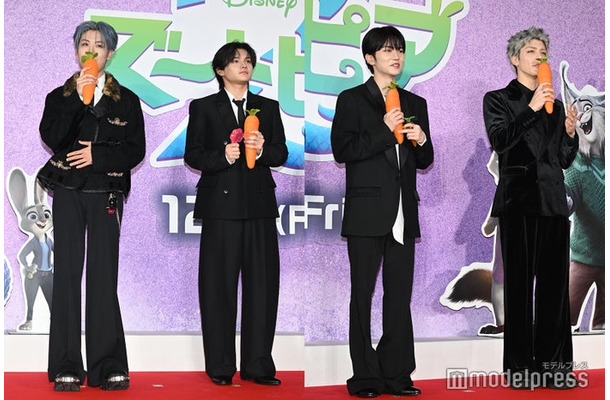 『ズートピア２』前夜祭に出席したMAZZEL・HAYATO、aoen雅久、aoen礼央、&TEAM・MAKI（C）モデルプレス