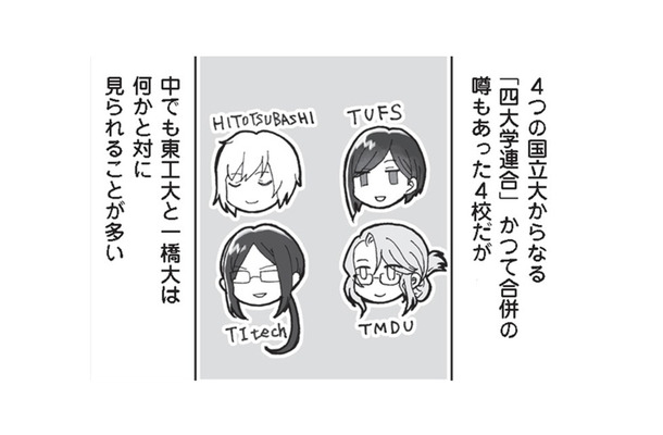 【四大学連合】合併の話が出たり、以前していたり… 複雑な感情は「東大」にも向いている!?【擬人化マンガ　大学あるあるこれくしょん #２】