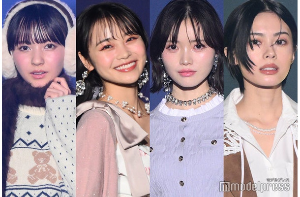 (左から)河村ここあ、林芽亜里、真鍋凪咲、安斉星来(C)モデルプレス