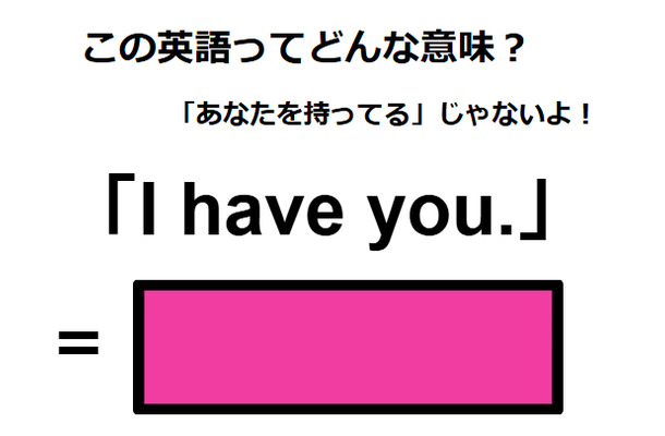 この英語ってどんな意味?「I have you.」