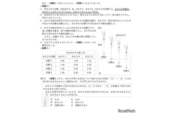 東京都立高等学校入学者選抜における理科の学力検査問題　大問6