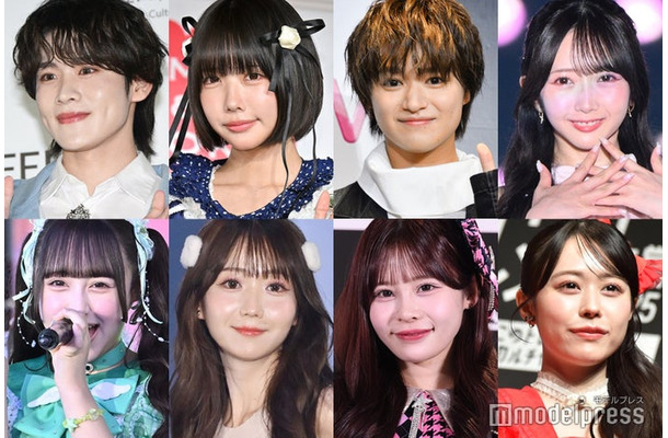 （上段左から）大久保波留、あの、大倉空人、谷崎早耶（下段左から）若葉のあ、大谷映美里、村川緋杏、佐野愛花（C）モデルプレス