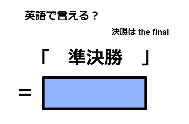 英語で「準決勝」は何て言う？
