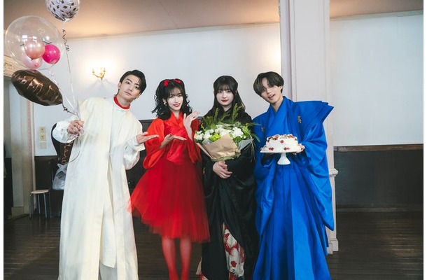 伊藤健太郎、片岡凜、吉川愛、永瀬廉(C)2026「鬼の花嫁」製作委員会