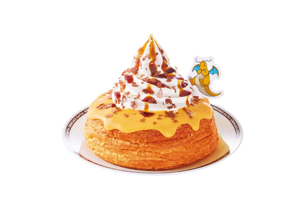 【コメダ珈琲店・おかげ庵】カイリューのシロノワール カスタードプリン（提供写真）