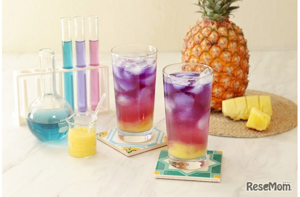 管理栄養士監修サイエンスレシピ、pH反応を利用した「色がかわる!?魔法のドリンク」