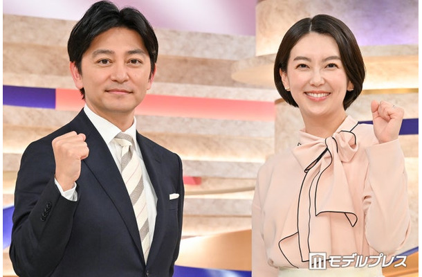 「土曜よる10時新報道番組」制作発表会に出席した森圭介アナ、和久田麻由子アナ（C）モデルプレス
