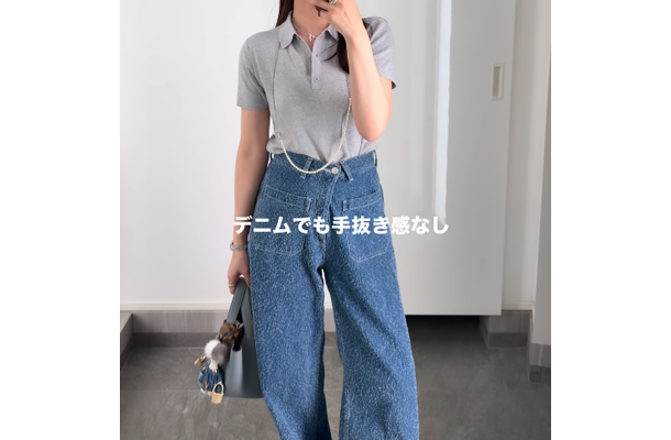 カジュアルなのに上品な【ユニクロ】ポロセーターがいい！デニムを合わせた春の装い【40代の毎日コーデ】