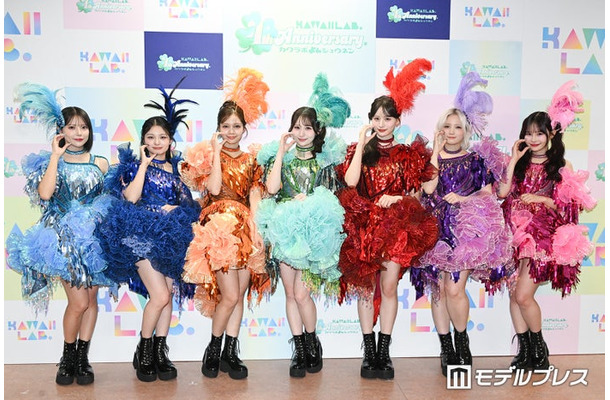 CANDY TUNEデビュー3周年公演「CANDY CANDY CANDY PARTY」囲み取材に出席したCANDY TUNE（左から）福山梨乃、桐原美月、南なつ、小川奈々子、立花琴未、宮野静、村川緋杏（C）モデルプレス