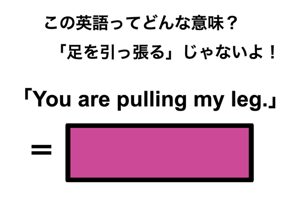 この英語ってどんな意味？「You are pulling my leg.」