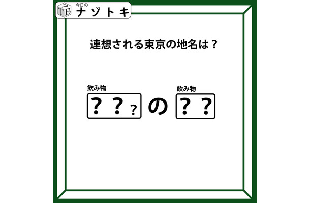 クイズです!「連想される東京の地名は?」空欄にはそれぞれ飲み物が入ります【難易度LV.3・中辛】