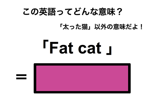 この英語ってどんな意味？「Fat cat」