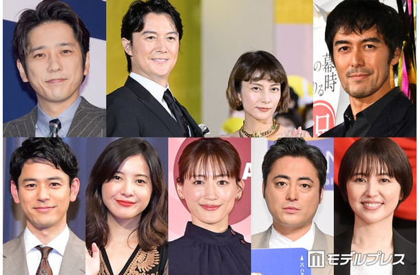 （上段左から）二宮和也、福山雅治、柴咲コウ、阿部寛（下段左から）妻夫木聡、吉高由里子、綾瀬はるか、山田孝之、長澤まさみ（C）モデルプレス