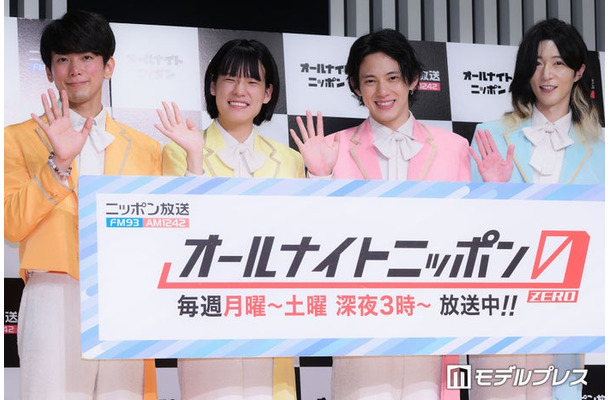 （左から）「オールナイトニッポン0（ZERO）」新パーソナリティ取材会に出席したじん、おヨネ、ケンケン、サカイJr.／モナキ（C）モデルプレス