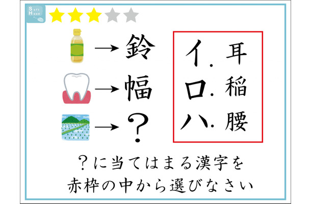【クイズ】解けたらIQ120。「?」に入る漢字は赤枠の中のどれでしょう