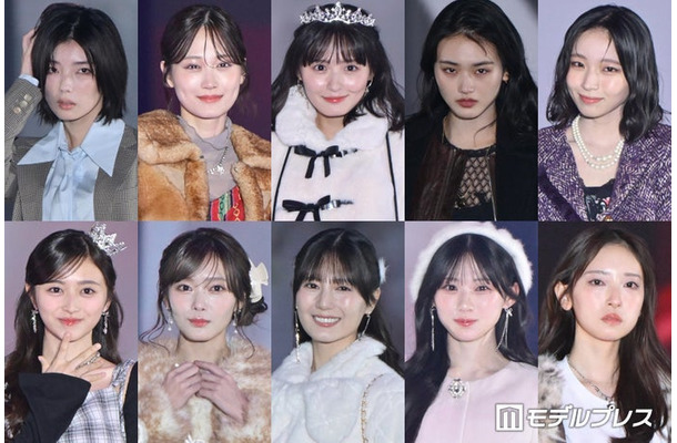(上段左から)藤吉夏鈴、山下美月、遠藤さくら、山崎天、大野愛実(下段左から)井上和、田村保乃、小坂菜緒、川崎桜、金村美玖(C)モデルプレス