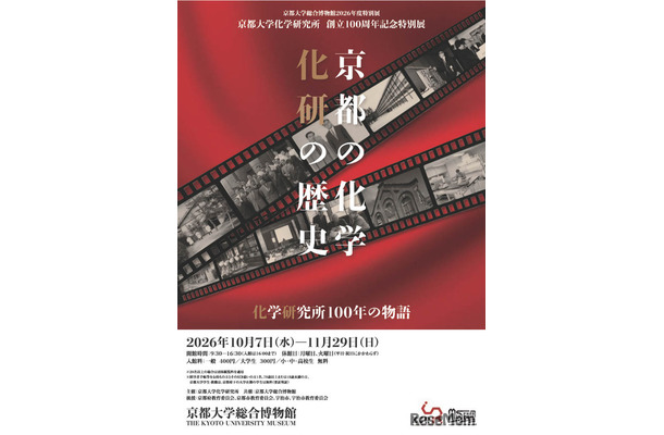 2026年度特別展 京都大学化学研究所創立100周年記念「京都の化学 化研の歴史」ちらし