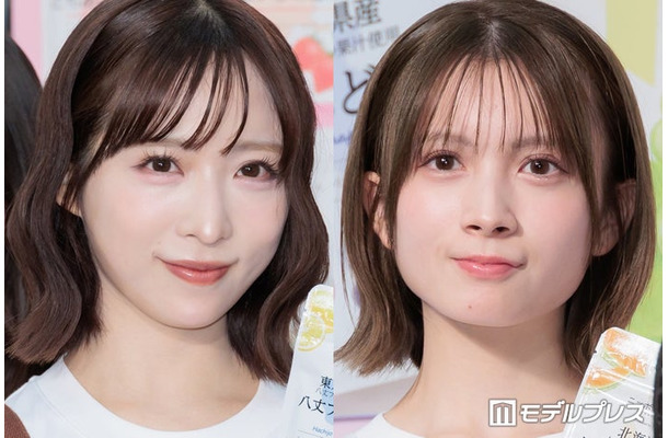 記者会見に出席した小栗有以、水島美結（C）モデルプレス