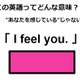 この英語ってどんな意味？「 I feel you. 」