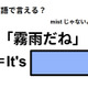 英語で「霧雨だね」は何て言う？