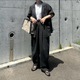 こなれ感たっぷり。夏の【黒セットアップ】で作るハンサムスタイル【40代の毎日コーデ】