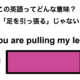 この英語ってどんな意味？「You are pulling my leg.」