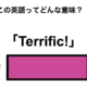 この英語ってどんな意味？「Terrific!」