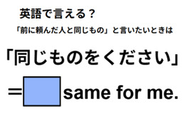 英語で「同じものをください」は何て言う？