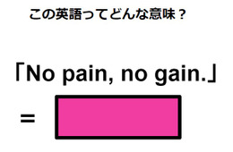 この英語ってどんな意味？「No pain, no gain.」