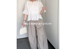 【GU】レースフリルブラウスで顔まわり華やかに。甘さを抑えた大人のワントーン【40代の毎日コーデ】